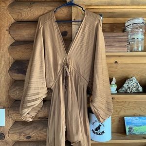 Women’s Silk Free People Dress (IN TAN/LIGHT BROWN).